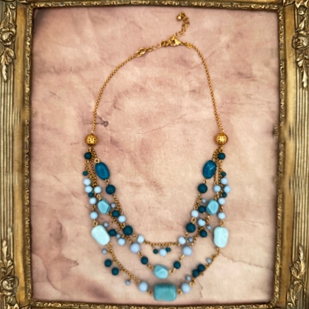 VINTAGE • Avon Turquoise Vegas Jewels Layering Necklace